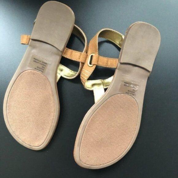 Rampage Women's Brown and Gold Flat Buckle Sandals Size 7 - Picture 4 of 8